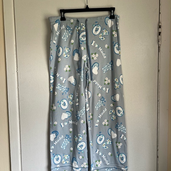 Mudd SleepWear 100% Cotton Light Blue Pajama Pants with Heart and Floral Prints - Picture 1 of 5